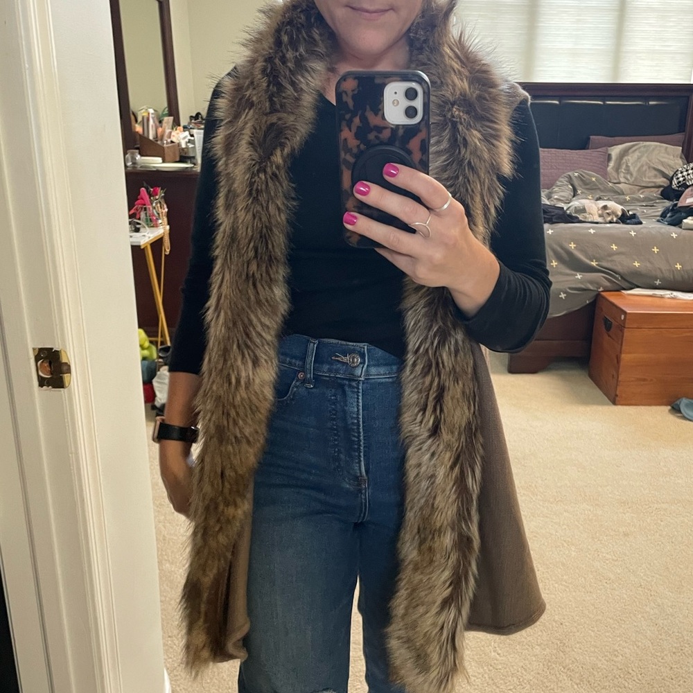 Faux fur lined sweater vest